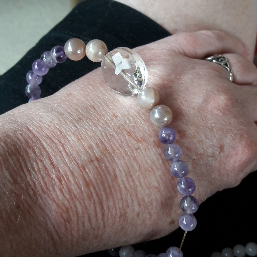 amethyst & pearl moonstone bracelet